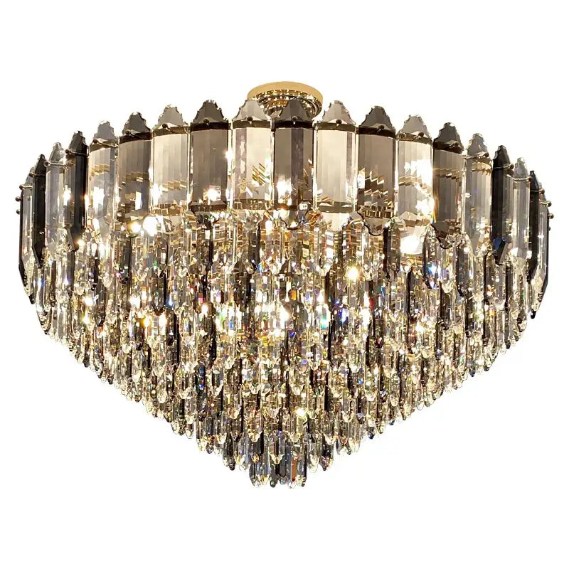Silver Brass Crystal Ellipse Chandelier