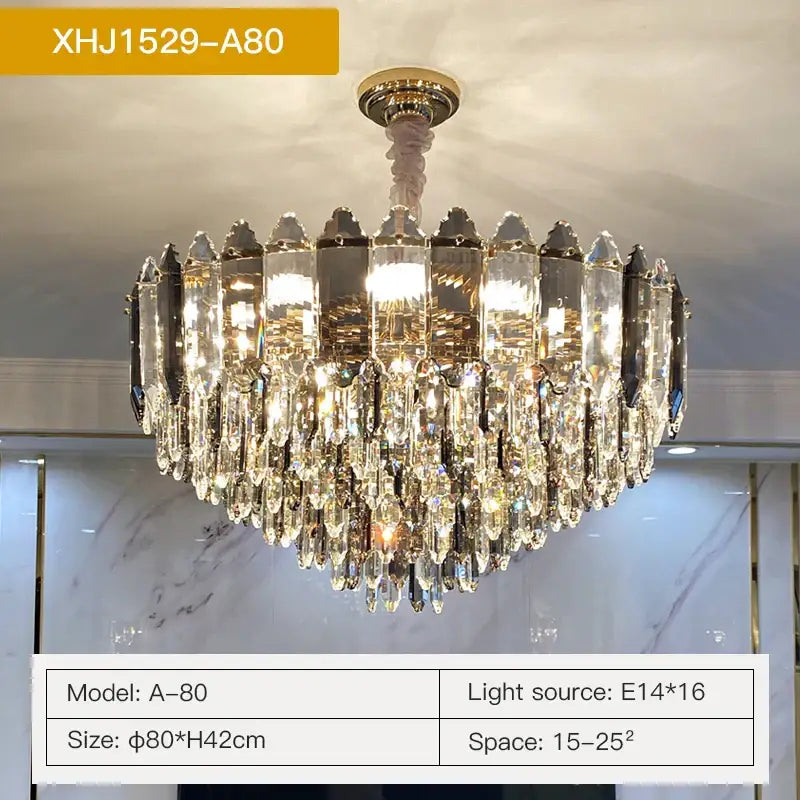Silver Brass Crystal Ellipse Chandelier