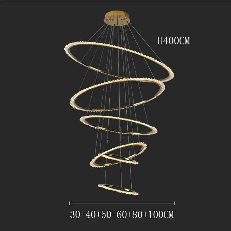 Gold Spiral Crystal Chandelier Sleek Modern Design