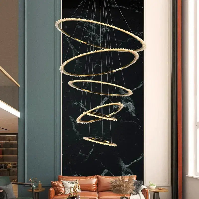 Gold Spiral Crystal Chandelier Sleek Modern Design