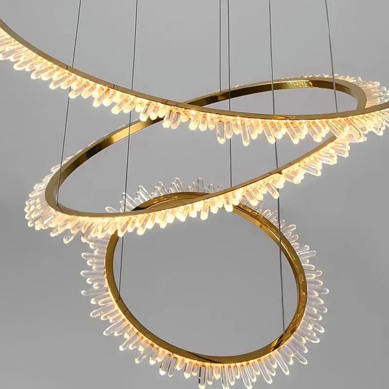 Gold Spiral Crystal Chandelier Sleek Modern Design