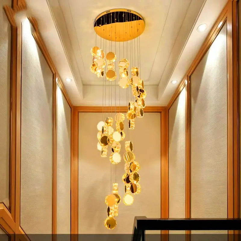 Golden Crystal Stair Pendant