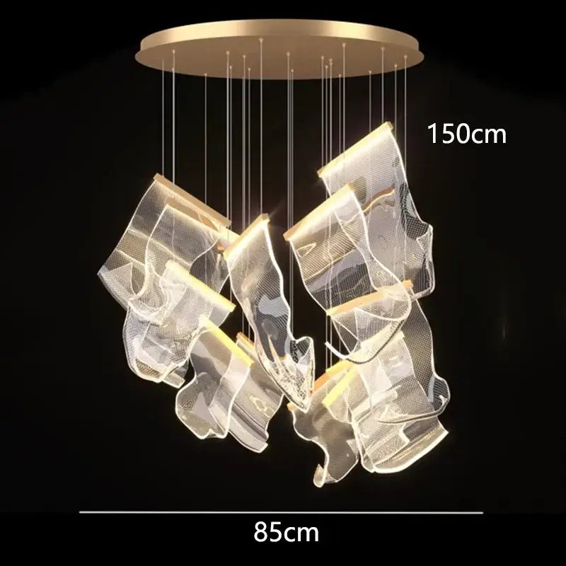 Gold Crystal Pendant Light 38-Head Design