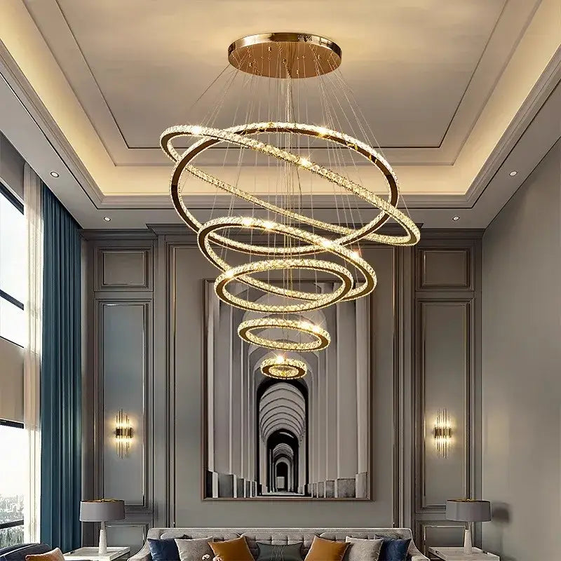 Gold Ring Crystal Chandelier 5-Ring 100cm