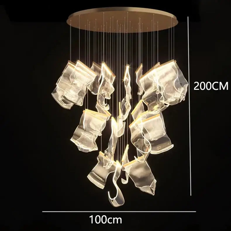 Gold Crystal Pendant Light 38-Head Design