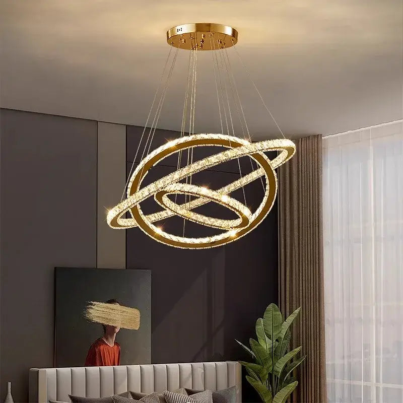 Gold Ring Crystal Chandelier 5-Ring 100cm