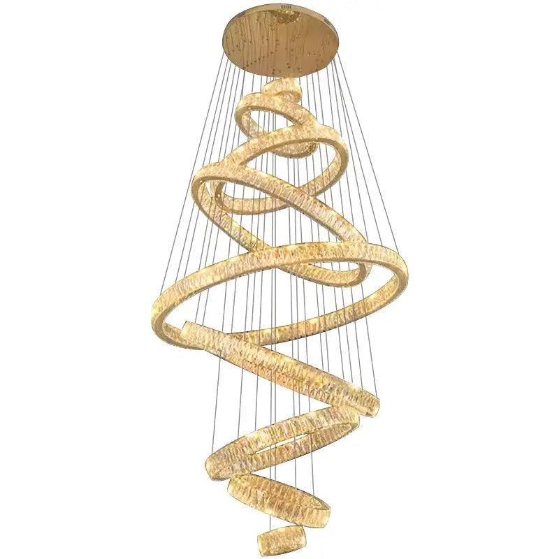Gold Spiral Crystal Chandelier 9-Ring Living Room