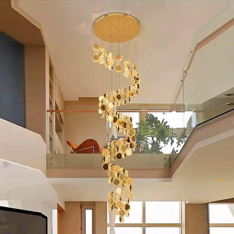 Golden Crystal Stair Pendant