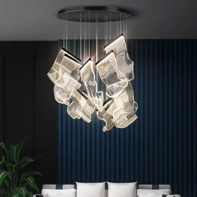 Gold Crystal Pendant Light 38-Head Design