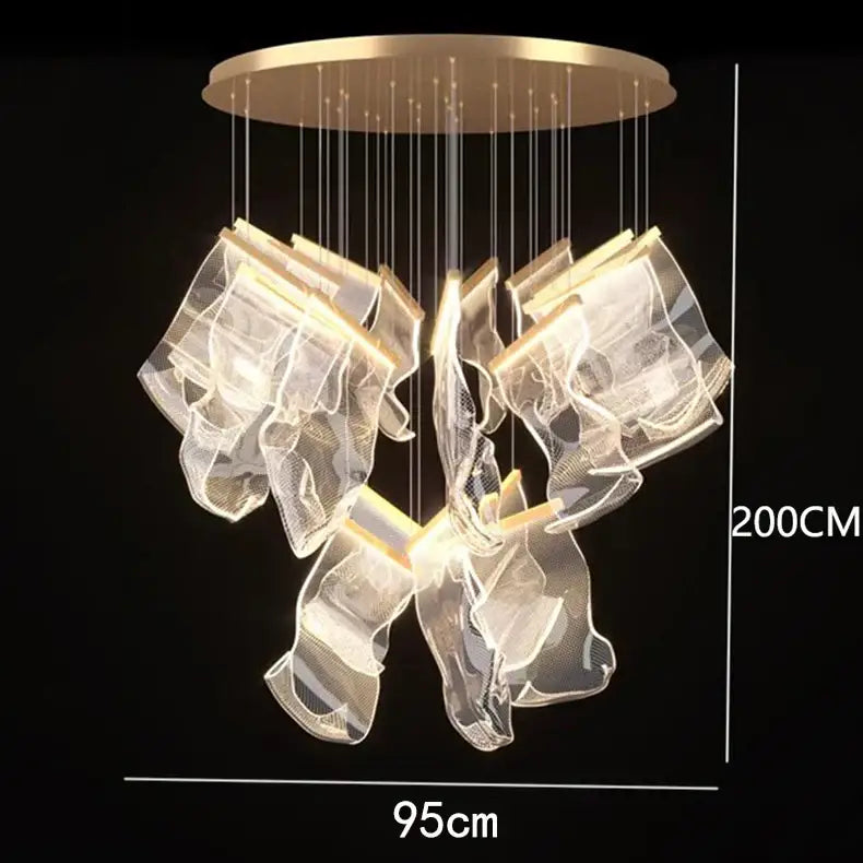 Gold Crystal Pendant Light 38-Head Design