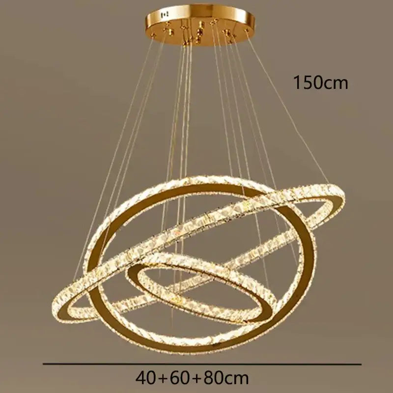 Gold Ring Crystal Chandelier 5-Ring 100cm