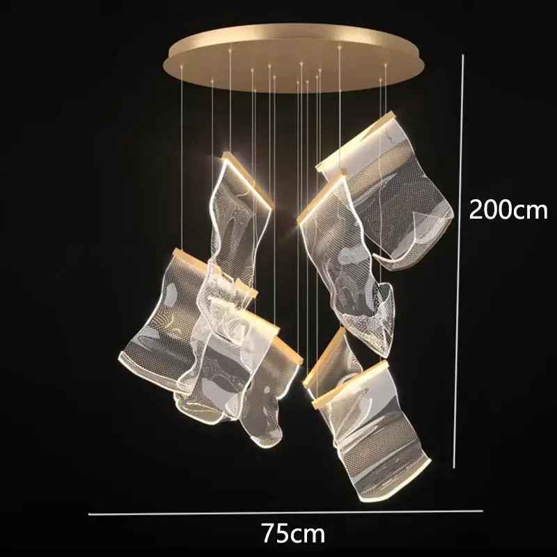 Gold Crystal Pendant Light 38-Head Design