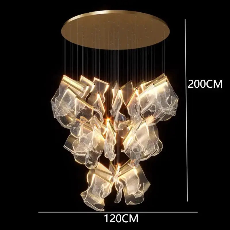 Gold Crystal Pendant Light 38-Head Design