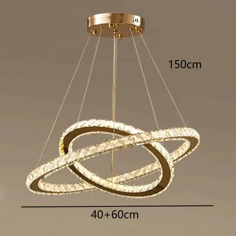Gold Ring Crystal Chandelier 5-Ring 100cm
