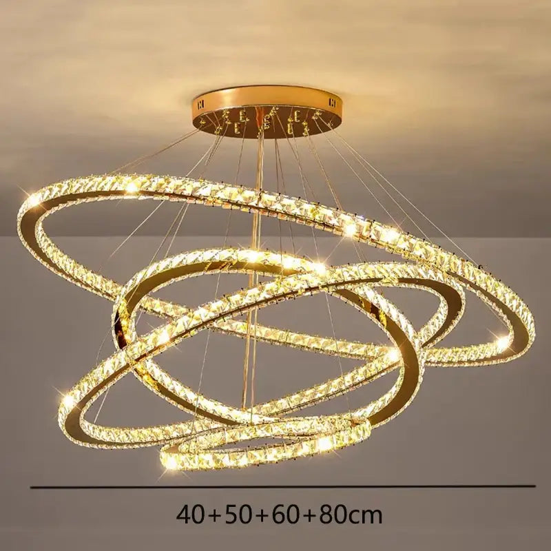 Gold Ring Crystal Chandelier 5-Ring 100cm