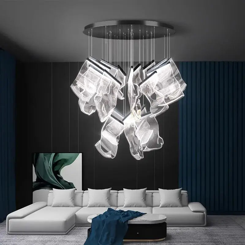 Gold Crystal Pendant Light 38-Head Design