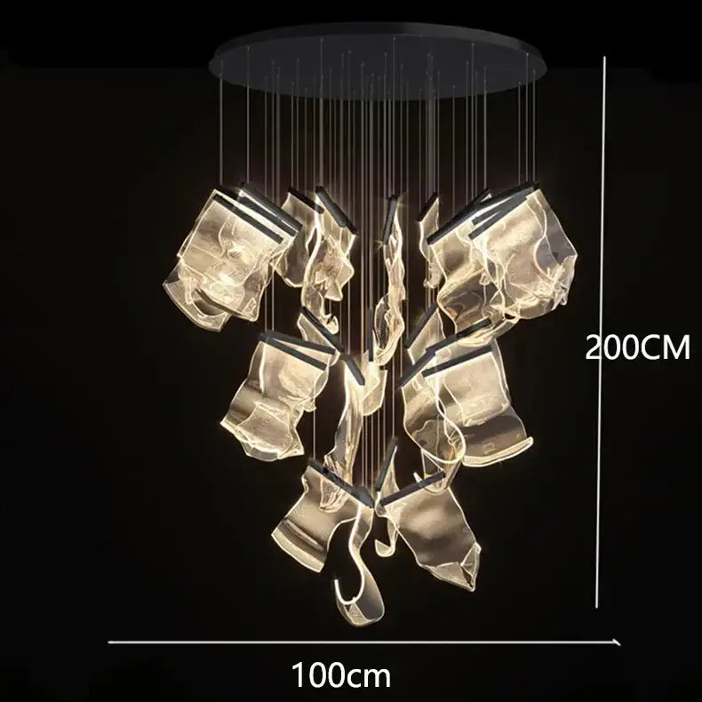 Gold Crystal Pendant Light 38-Head Design