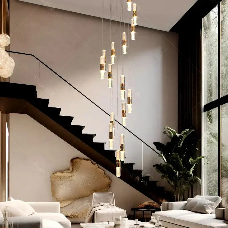 Gold Crystal Stair Lamp