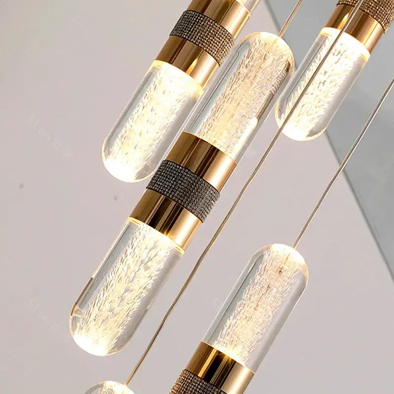 Gold Crystal Stair Lamp