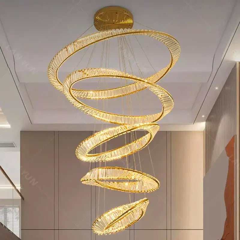 Gold Spiral Pendant Chandelier