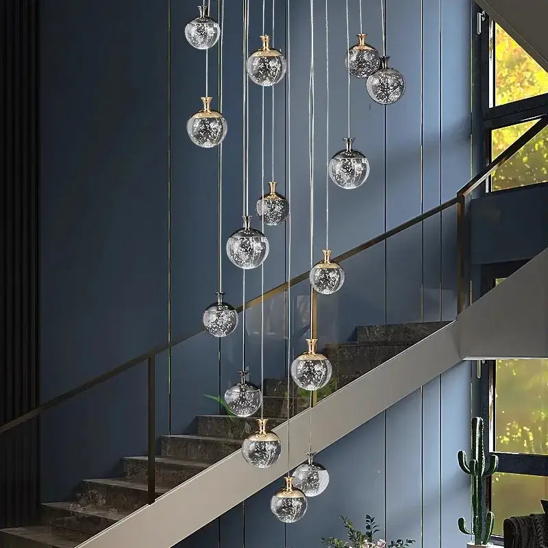 Gold Crackled Glass Chandelier