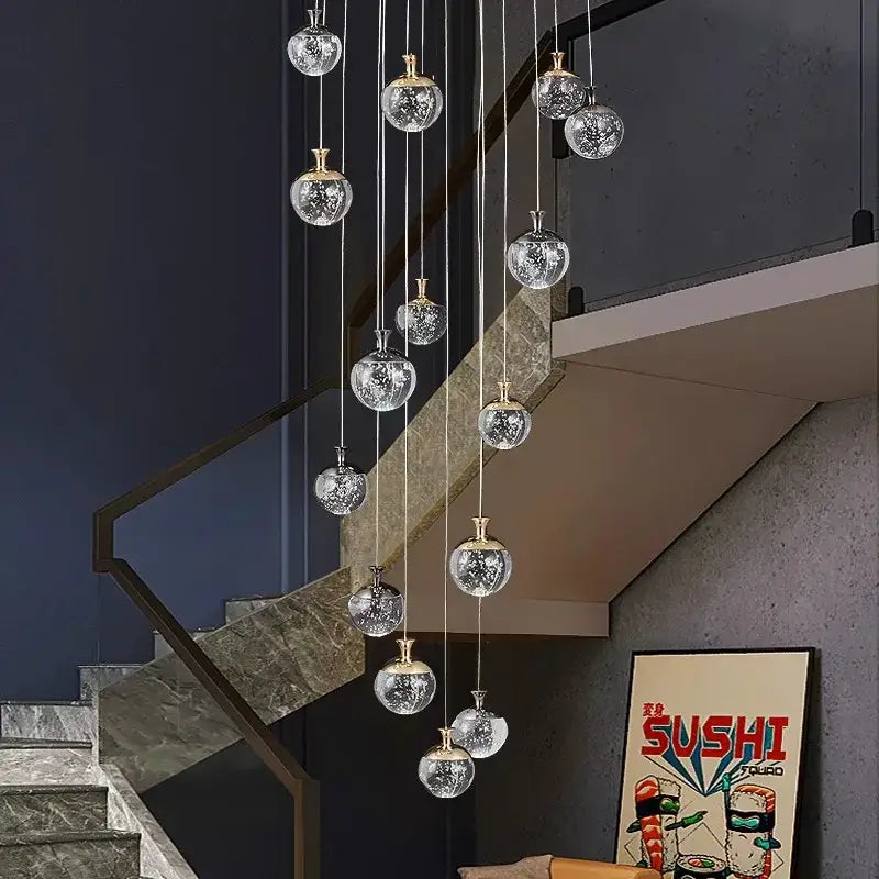 Gold Crackled Glass Chandelier