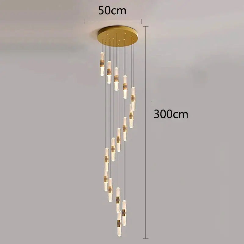 Gold Crystal Stair Lamp