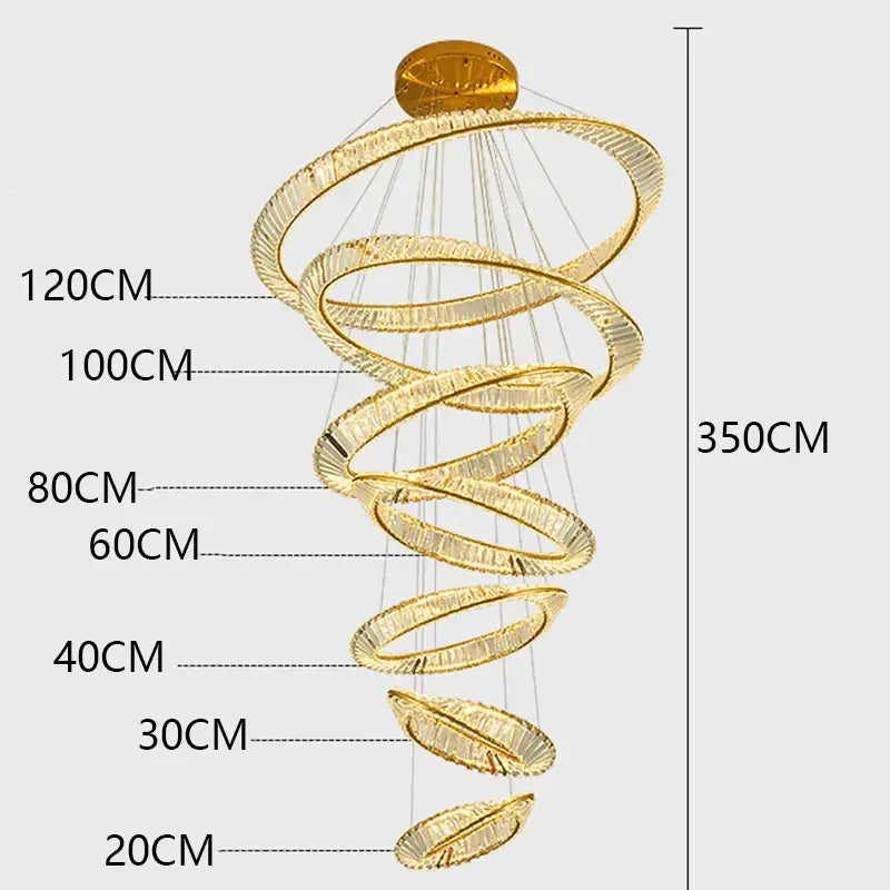 Gold Spiral Pendant Chandelier