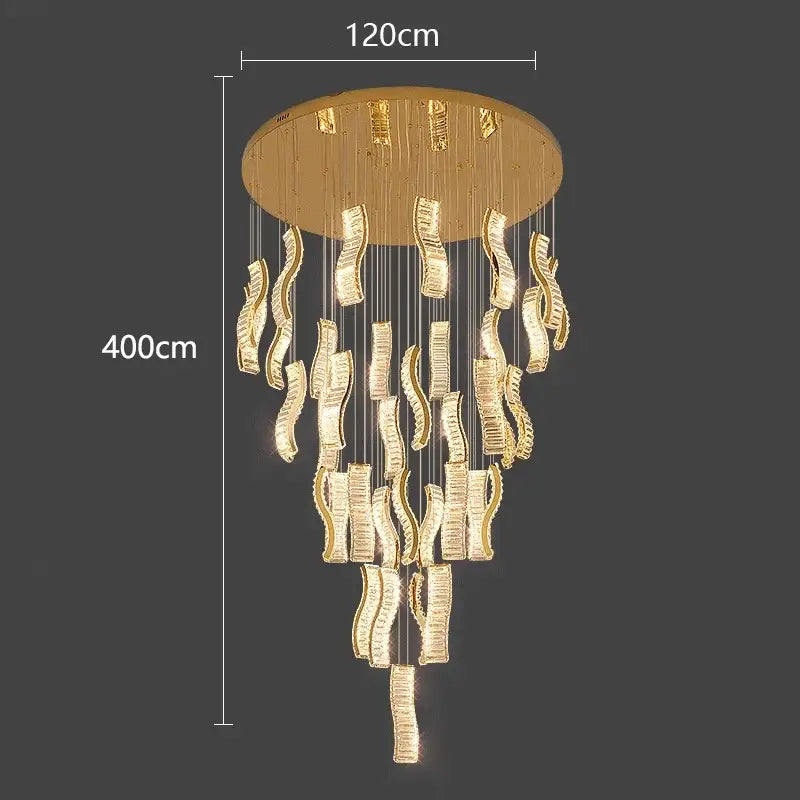 Gold Wave Crystal Chandelier
