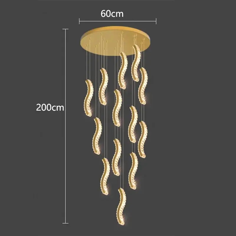 Gold Wave Crystal Chandelier