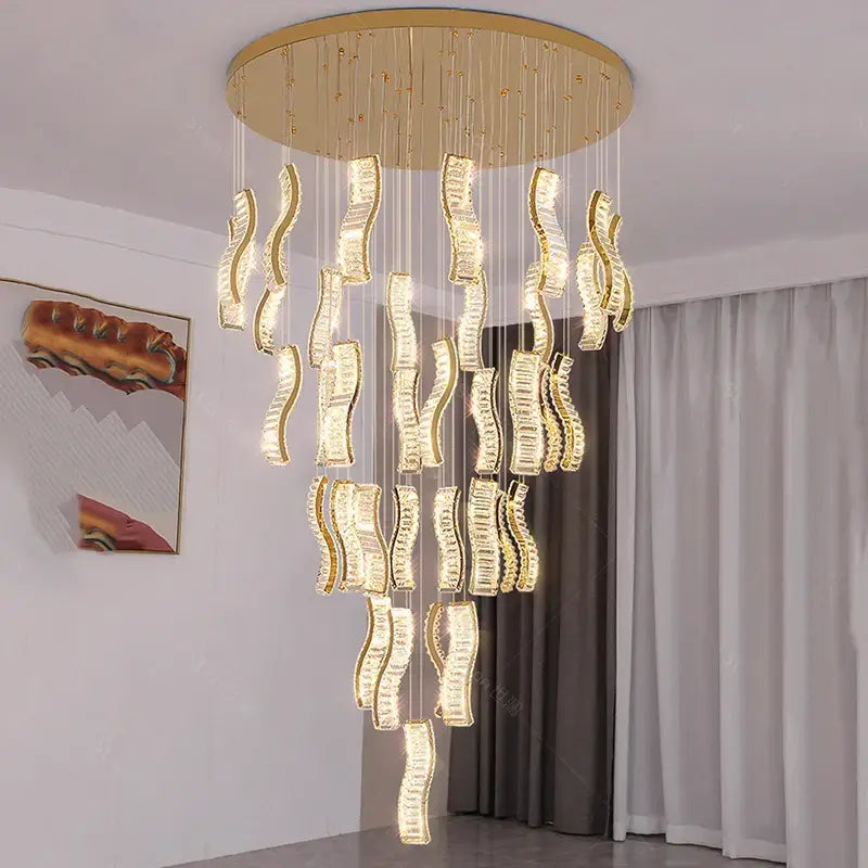 Gold Wave Crystal Chandelier