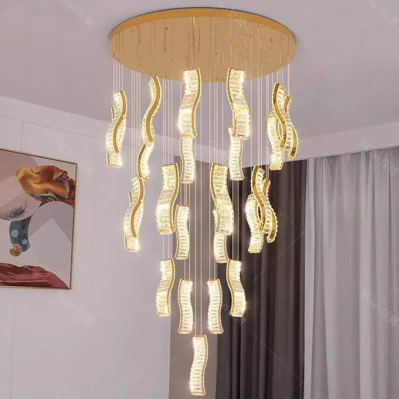 Gold Wave Crystal Chandelier
