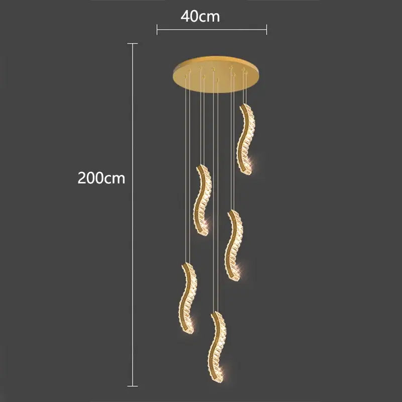 Gold Wave Crystal Chandelier