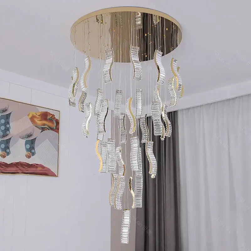 Gold Wave Crystal Chandelier