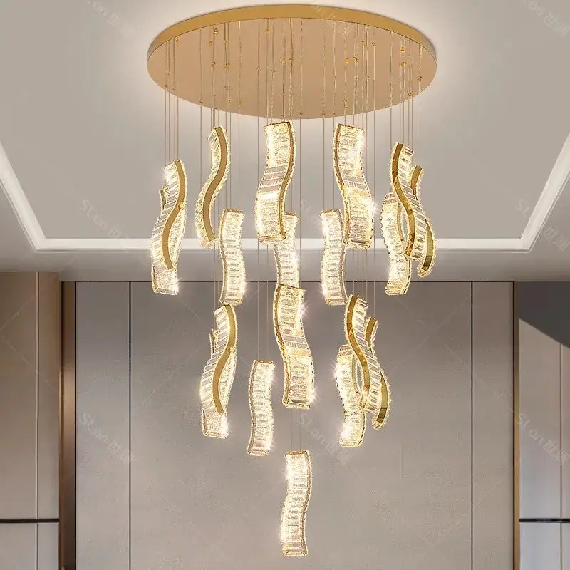 Gold Wave Crystal Chandelier