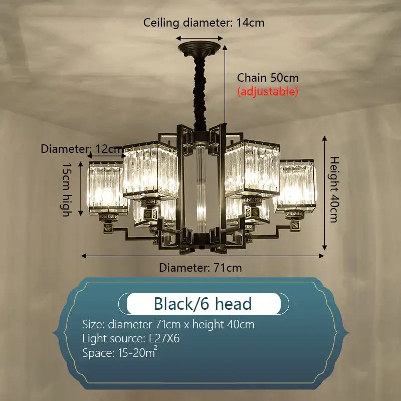 Bronze Crystal Chandelier 15-Head 110cm