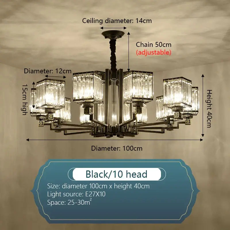 Bronze Crystal Chandelier 15-Head 110cm