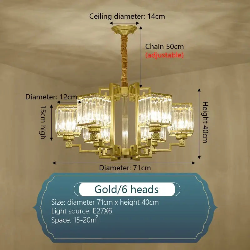 Bronze Crystal Chandelier 15-Head 110cm