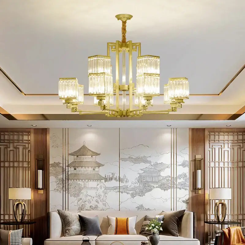 Bronze Crystal Chandelier 15-Head 110cm