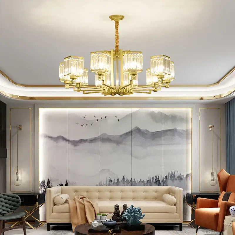 Bronze Crystal Chandelier 15-Head 110cm