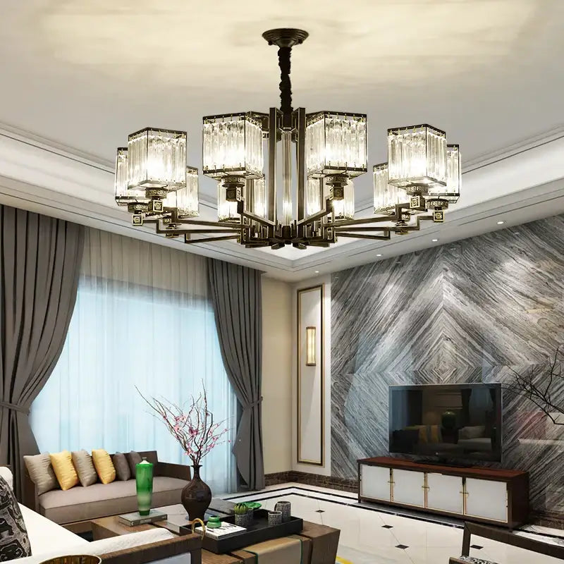 Bronze Crystal Chandelier 15-Head 110cm
