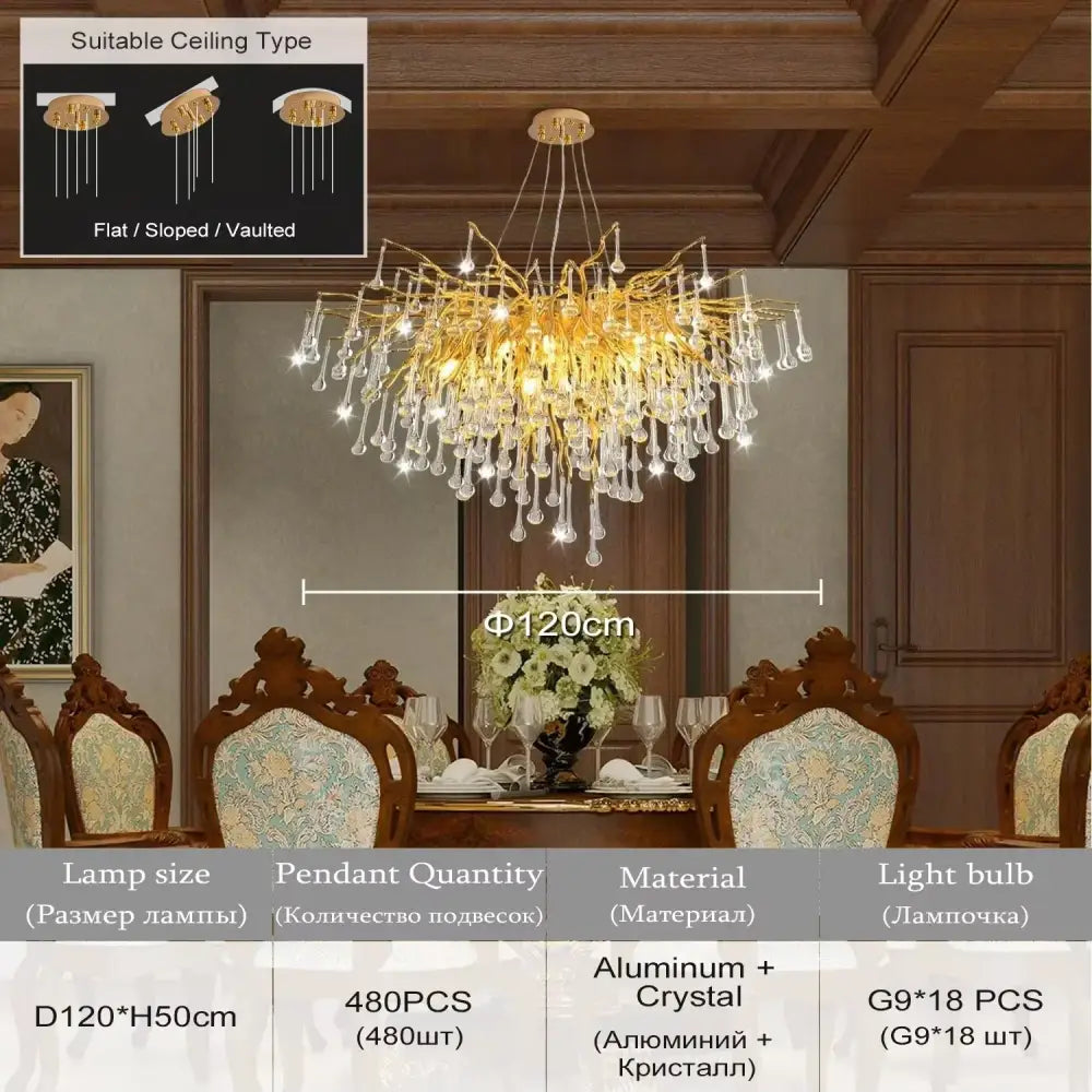 Chrome Raindrop Crystal Chandelier