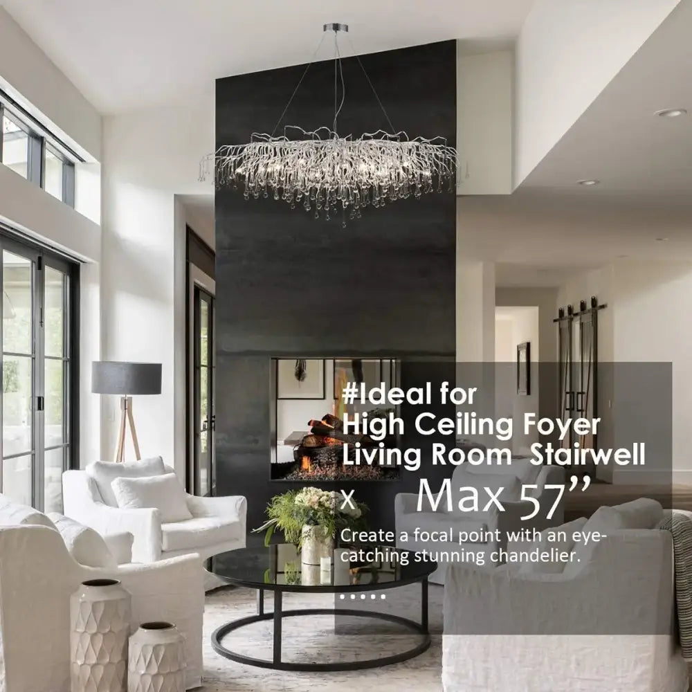Chrome Raindrop Crystal Chandelier