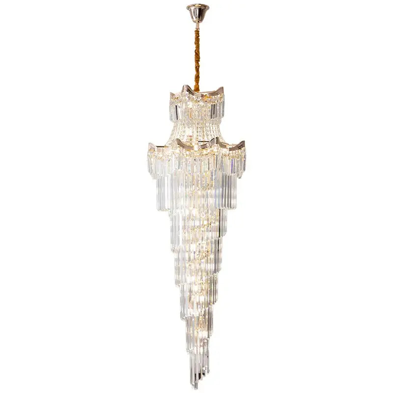 Gold Crystal Staircase Chandelier 260cm Cascade