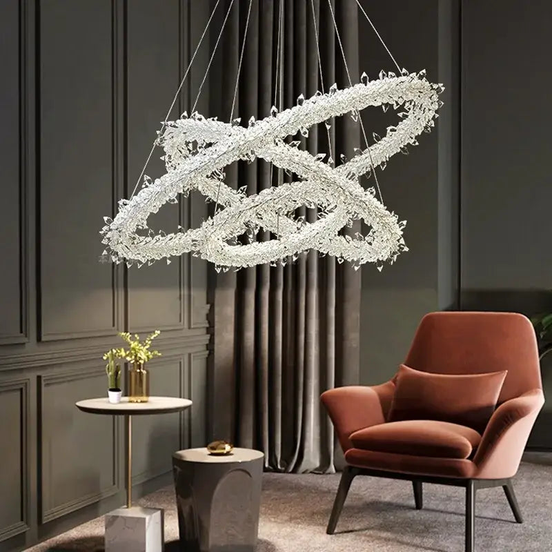 Crystal Flower LED Chandelier Ring Design