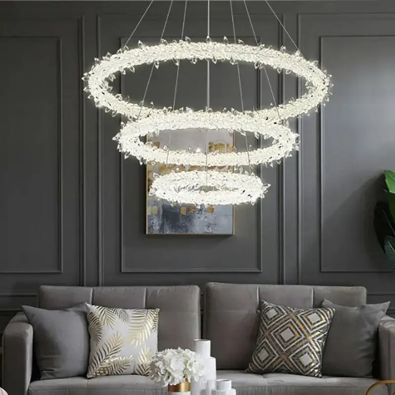 Crystal Flower LED Chandelier Ring Design