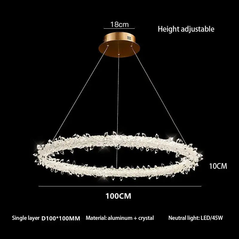 Crystal Flower LED Chandelier Ring Design