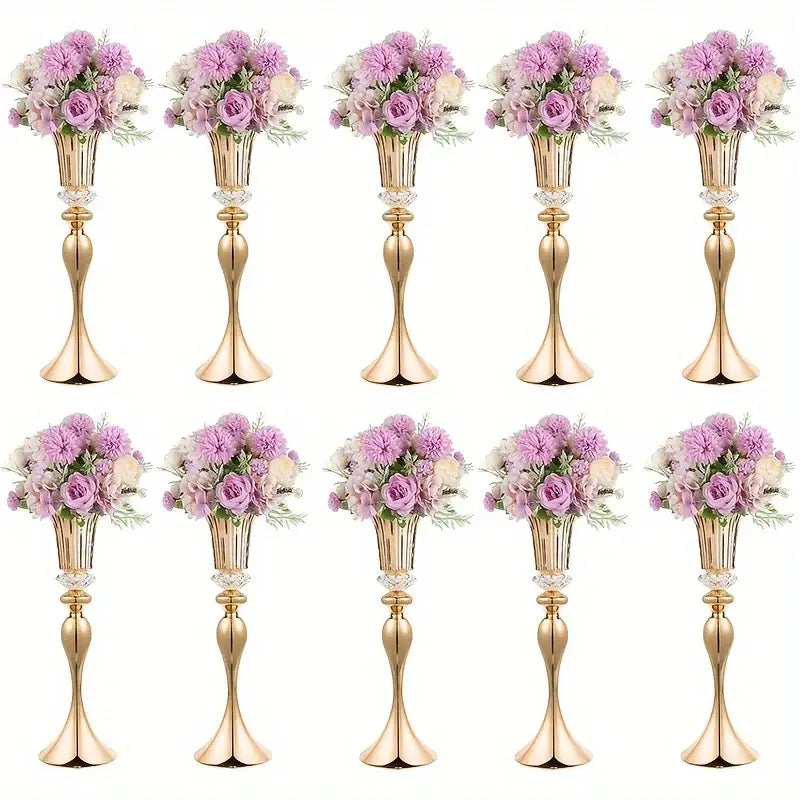 Gold Crystal Flower Stand Set