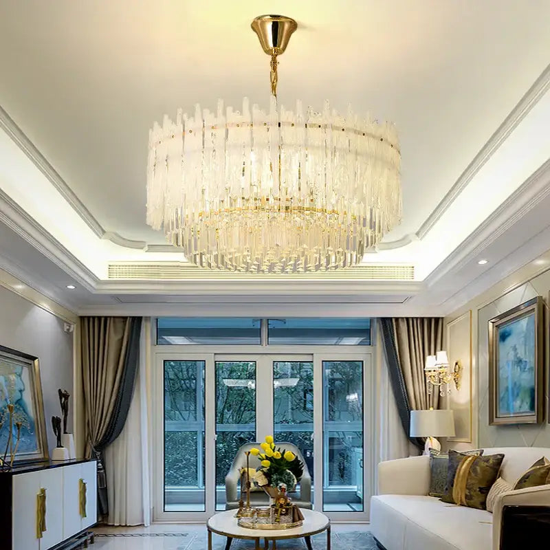 Gold Crystal Glaze Chandelier