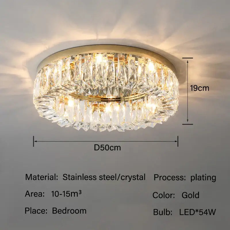 Chrome Crystal Ceiling Light For Living Areas